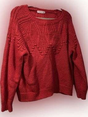 Retrology Red Ornament Yoke Crewneck Sweater